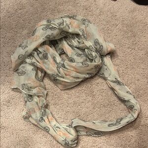 Bicycle Print Scarf - Gray and Pink